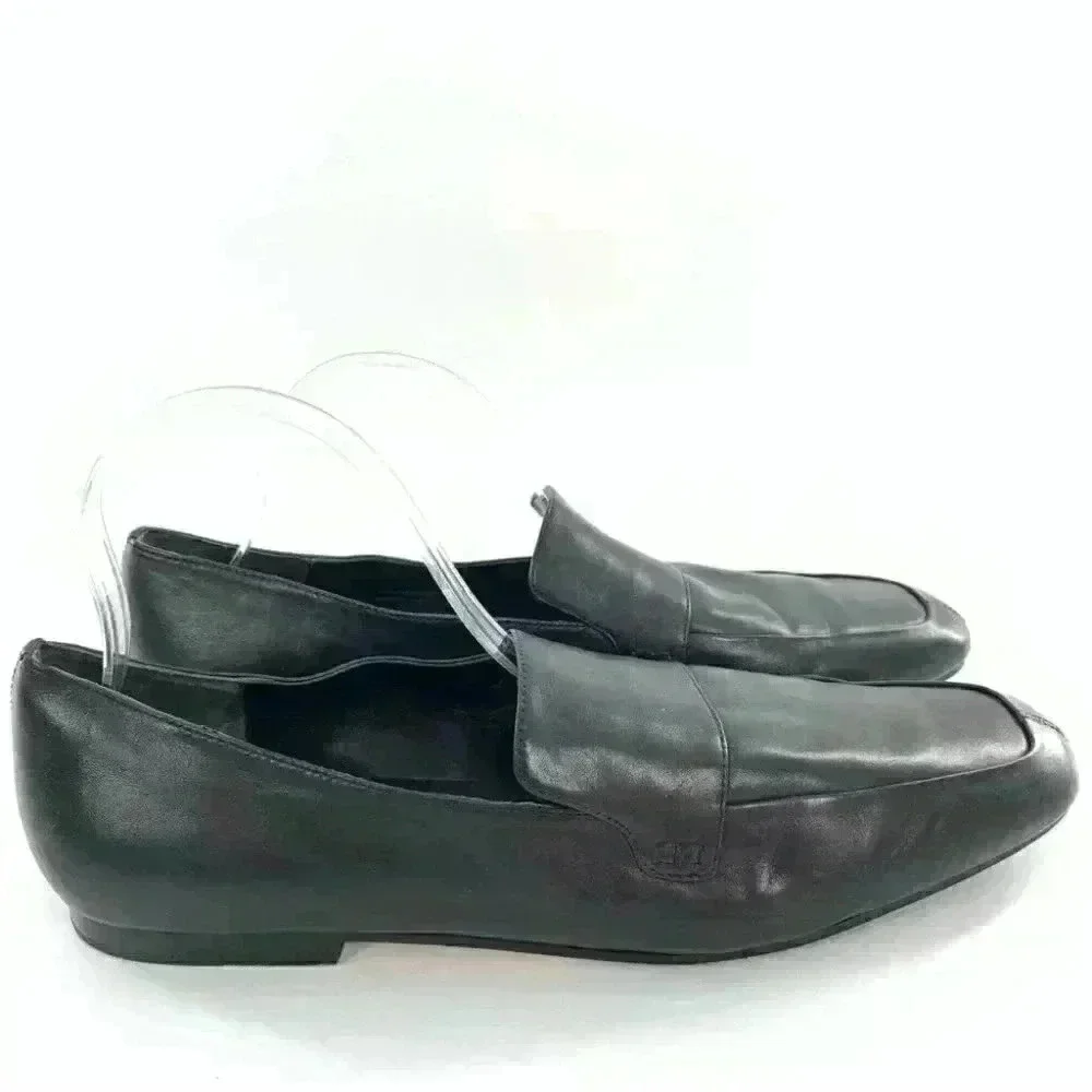 Via Spiga flats size 11 41 black leather minimalist Academia slip on loafers